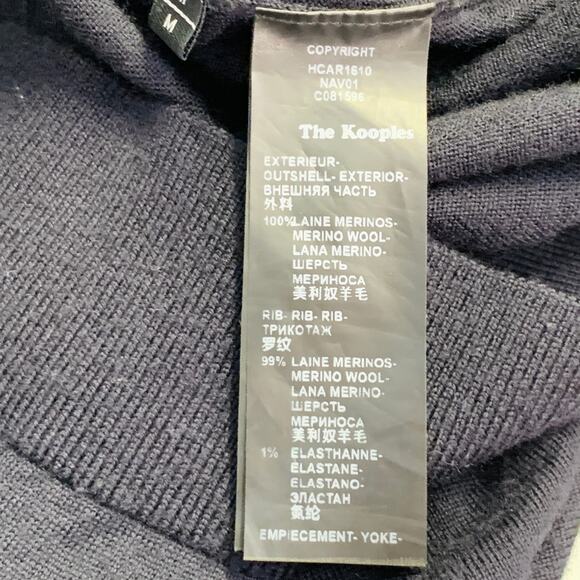 THE KOOPLES Size M Navy Black Merino Wool Skull Buttons V-Neck Cardigan - Picture 9 of 10